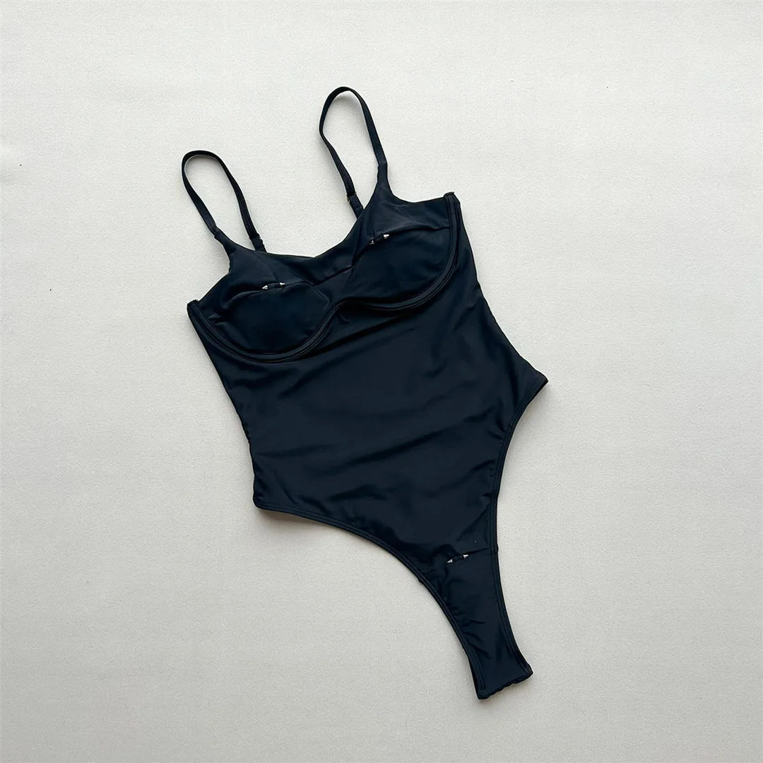Sexy Cut Out Underwired Women Swimwear One Piece Swimsuit Female Extreme String Mini Micro Thong Bather Bathing Suit Swim V7744