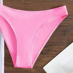 3Pcs/Set Summer Women Bikini Set Solid Color Halter Bra Low-rise Briefs Lace-up See-through Tropical Print Bathing Suit