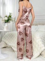 Women's Sleepwear Bear Print Camisole Trousers Pajama Set Loungewear Women Sexy Lingerie Pyjamas Silk Pajamas For Women Homewear