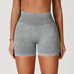 High Waist Yoga Shorts Women Sand Washed Yoga Shorts Workout Shorts Fitness Yoga Lift Butt Fitness Yoga Gym Running Short Pants