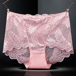 L-4XL Plus Size Women High Waist Panties Sexy Hollow Lace Flowers Embroidery Panty Lingerie Summer Breathable Butt Lifter Briefs