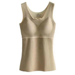 Women Autumn Winter Thermal Vest Thickened Plush Sleeveless V Neck Slim Fit Padded Pullover Elastic Bottoming Underwear Tank Top
