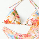 4 Piece Bikini Set Women Orange Floral Print Long Sleeve Mesh Cover Up Ruffle Skirt Swimsuit 2024 Sexy Bathing Suit Swimwear