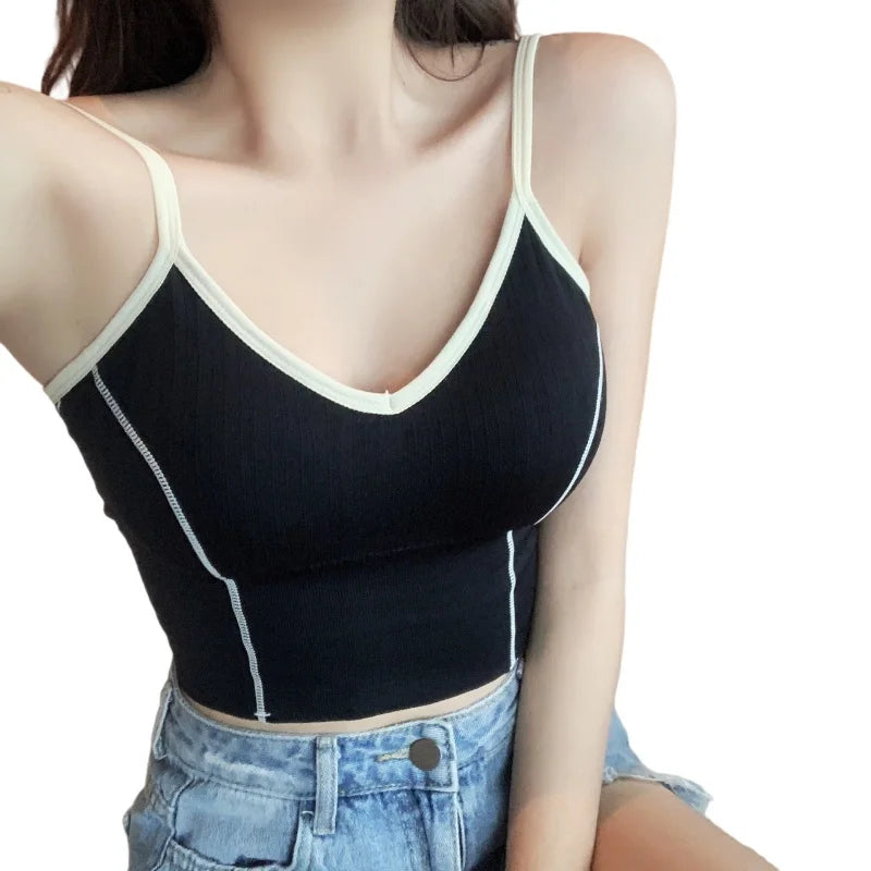 Women Bra Tank Crop Top Seamless Underwear Female Crop Tops U-shaped Back Sports Intimates Sexy Lingerie Padded Camisole Femme