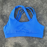 Solid Color Women Fitness Sport Bra Top High Strength Cross Shoulder Strap Gym Underwear Shockproof Tight Workout With Chest Pad