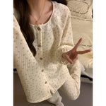 Plus Size Air Cotton Long Sve Thiened Cotton Lace Floral Home Clothes Set for Women Sweet Sle Autumn Winter Pjamas for Women