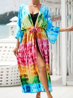 13 Colors Printed With Belt Crochet Knitted Tunic Beach Dress Beach Wear Beachwear Beach Cover Up Cover-upsFemale Women V7201