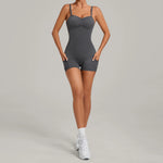 Womens Two Way Wear Bodysuit Sleeveless Yoga Stretch One Piece Romper Sexy Fitness Side Pockets Sportwears Bodysuit