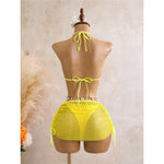 With Skirt 3D Flower Halter Bikini Women Swimwear Female Swimsuit Three-Pieces Bikini Set Padded Bather Bathing Suit SwimV8346