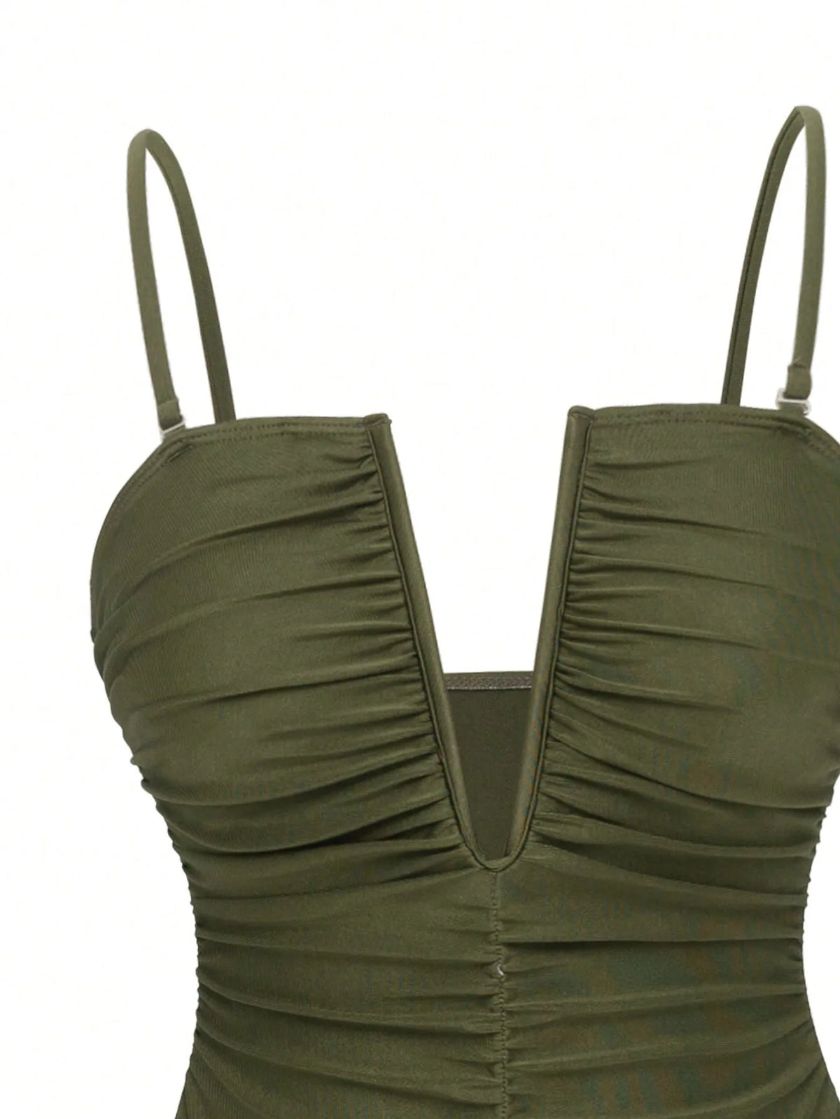 Vintage Green V Neck Pleate One Piece Swimsuit Long Skirt Sets 2026 Women Holiday Tummy Control Bathing Suit Swimwear Monokini