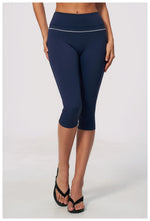 Hip Lifting Midi Length Yoga Pants Women Contrast Color Gym Sports High Waist Capri Trousers Breathable Fitness Running Leggings