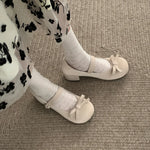 Preppy Butterfly-Knot Low Heel Mary Janes Women Vintage Solid Buckle Strap Pumps Woman Cute Sweet Lolita Single Shoes for Ladies