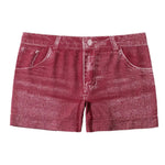 Denim Shorts Women Shorts High Stretchy Imitation Denim Short Leggings with Pockets Tight Fitting Summer Shorts