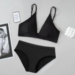 Women Seamless Bra And Panties Set Low Waist Ice Silk Briefs Non-wire Bra Sexy Lingerie Female Push Up Bra Comfort Underwear Set