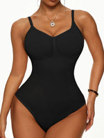 Women's Seamless Ribbed Bodysuit, Adjustable Strap Shapewear Tank Top, No Pad Slimming Body Suit, Invisible Daily Underwear