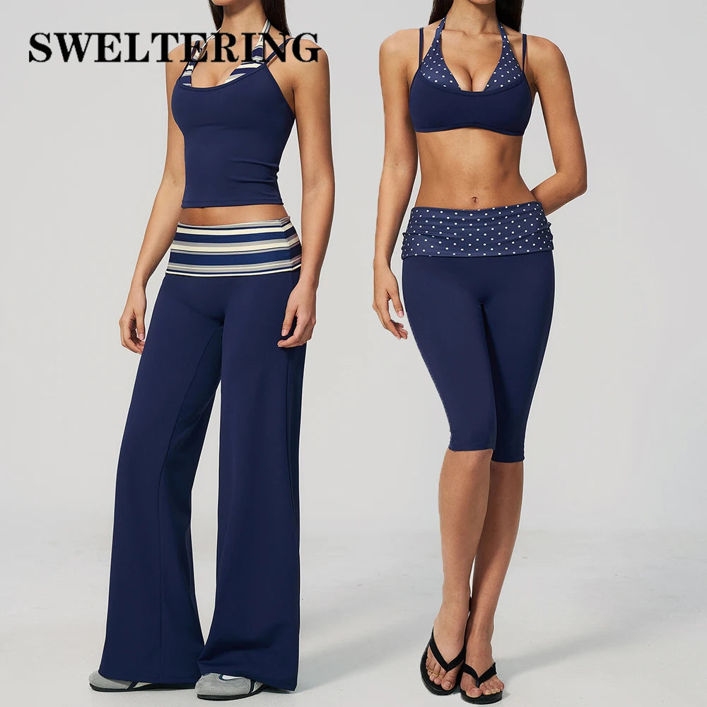 Yoga Set 2PCS Fitness Set Women's Tracksuit Sports Outfits Workout Clothes Female Running Capri Pants Gym Suit Athletic Wear