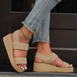 New Minimalist Slingback Wedge Sandals Summer Light Weight Shoes Striped Color Sole Thick Bottom Ladies Leisure Sandalias