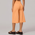 Summer New Yoga Mid Pants for Women Quick Drying Solid High Waist Loose Fit Yoga Trousers Gym Running Fitness Exercise Leggings