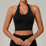 Women Fitness Sports Bra Halter Top High Support Push-up Open Back Gym Bra Shockproof Running Fitness Yoga Workout Underwear