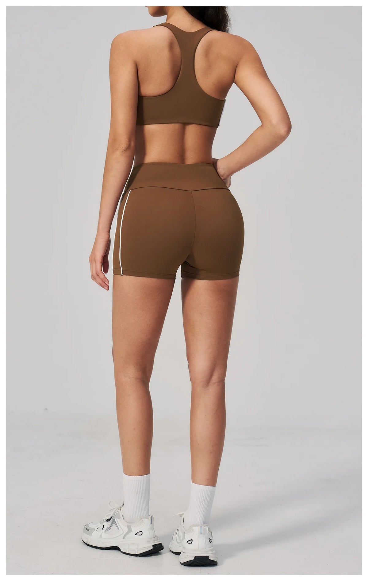 Quick Drying Shaved Tight Yoga Suit for Women Color Contrast Slim Sports Bra High Waist Shorts Running Fitness Suits Tracksuit