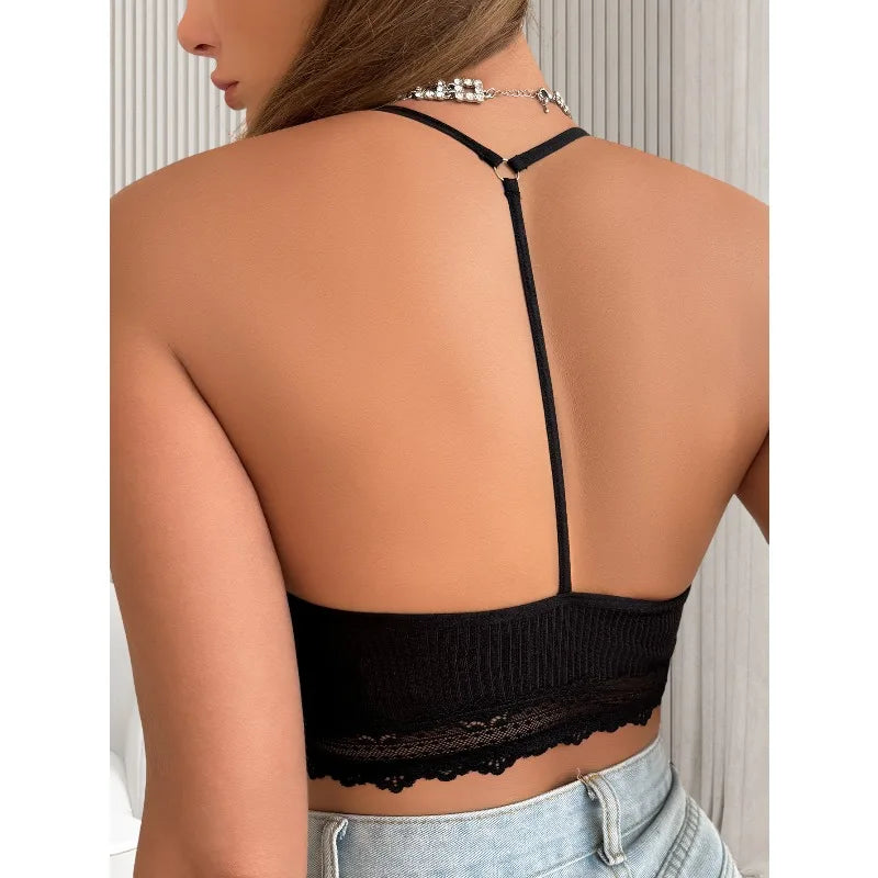 Women's Sexy Camisoles Backless Tanks Lace Mesh Brassiere Female Ribbed Women Bras Fashion Breathable Women Underwear Lingerie