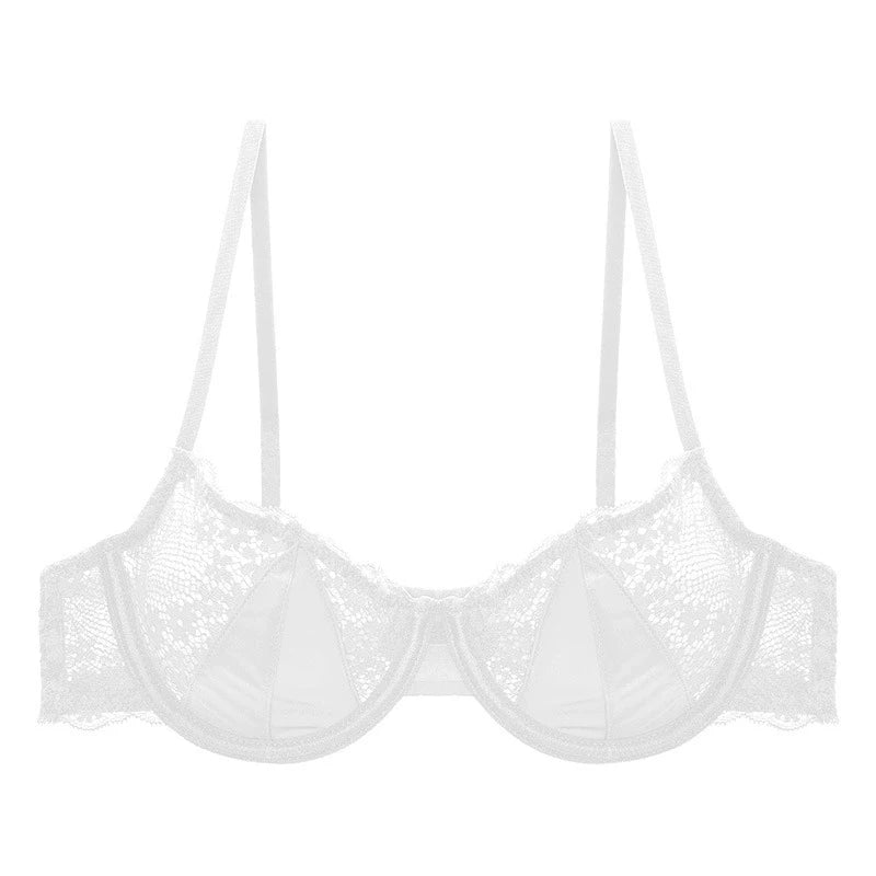 French Sexy Lingerie Ultra-thin Satin Lace Lingerie Set Anti Sagging Bra Half Cup Ultra-thin Lace Gather Anti-sagging Bra Set