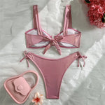 U Shaped Glitter Sparkling Shiny Bikini Female Swimsuit Two-Pieces Bikini Set Women Swimwear Brazilian Bathing Suit Bather V7564