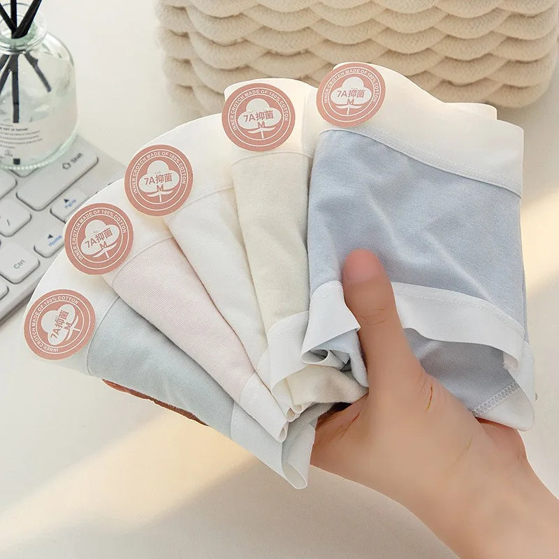 4Pcs/Set Women Low Waist Panties Breathable Comfy Briefs Soft Underwear Female Underpants Solid Color Sexy Lingerie M-XL