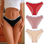 3Pcs/Set Women's Cotton Lace Panties V-Waist Sexy Sport Low Waist Briefs S-XL Comfortable Underwear Female Soft Color Underpants