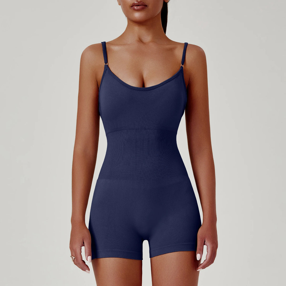 Solid Color Cross Back One Piece Yoga Shorts - Comfortable Cropped Yoga Jumpsuit for Women