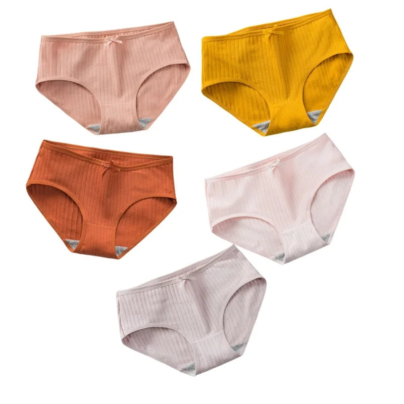 5Pcs/Set Cotton Briefs Women Panties Sexy Lingerie Women's Underpants Low Waist Panty Comfy Breathable Seamless Underwear