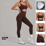 Women's Seamless Yoga Jumpsuits Sports Gym Fitness Backless Sleeveless Hip-lifting Pants One-piece Training Workout Bodysuits