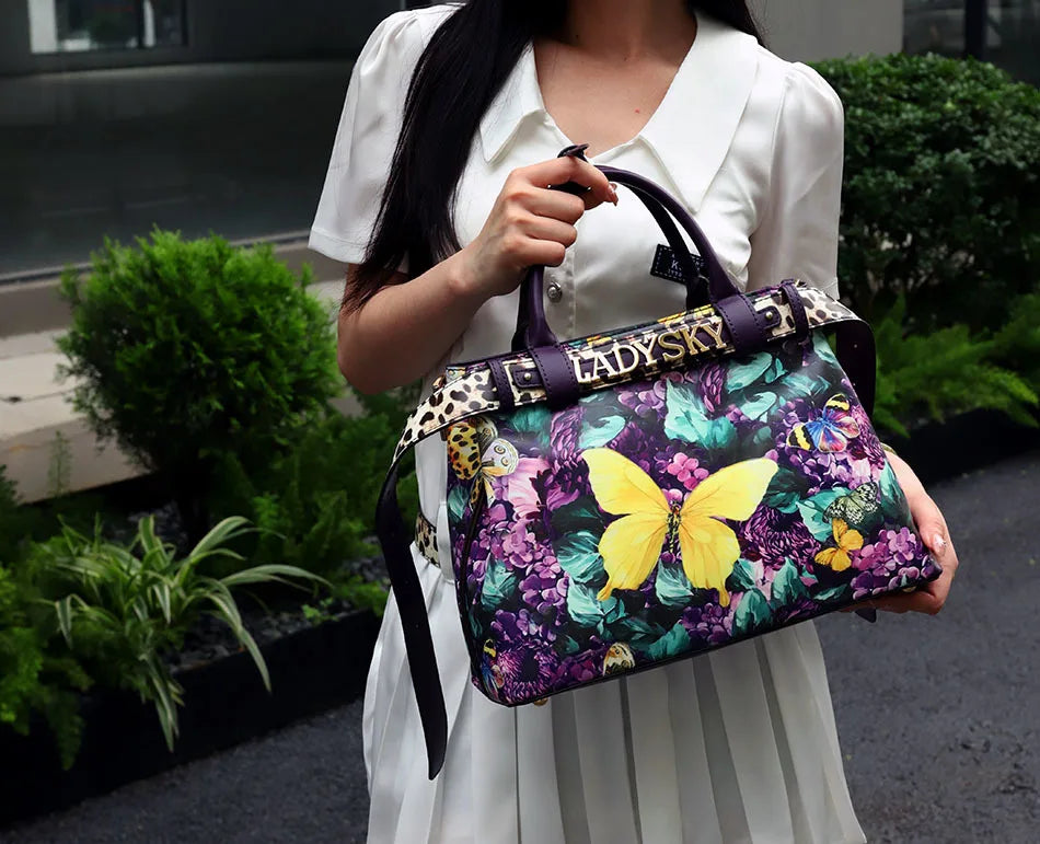 Jungle Pattern Women's Handbags Large Capacity Crossbody Bag Belt Lettering Decoration Shoulder Bag 2024 Designer Luxury Bag
