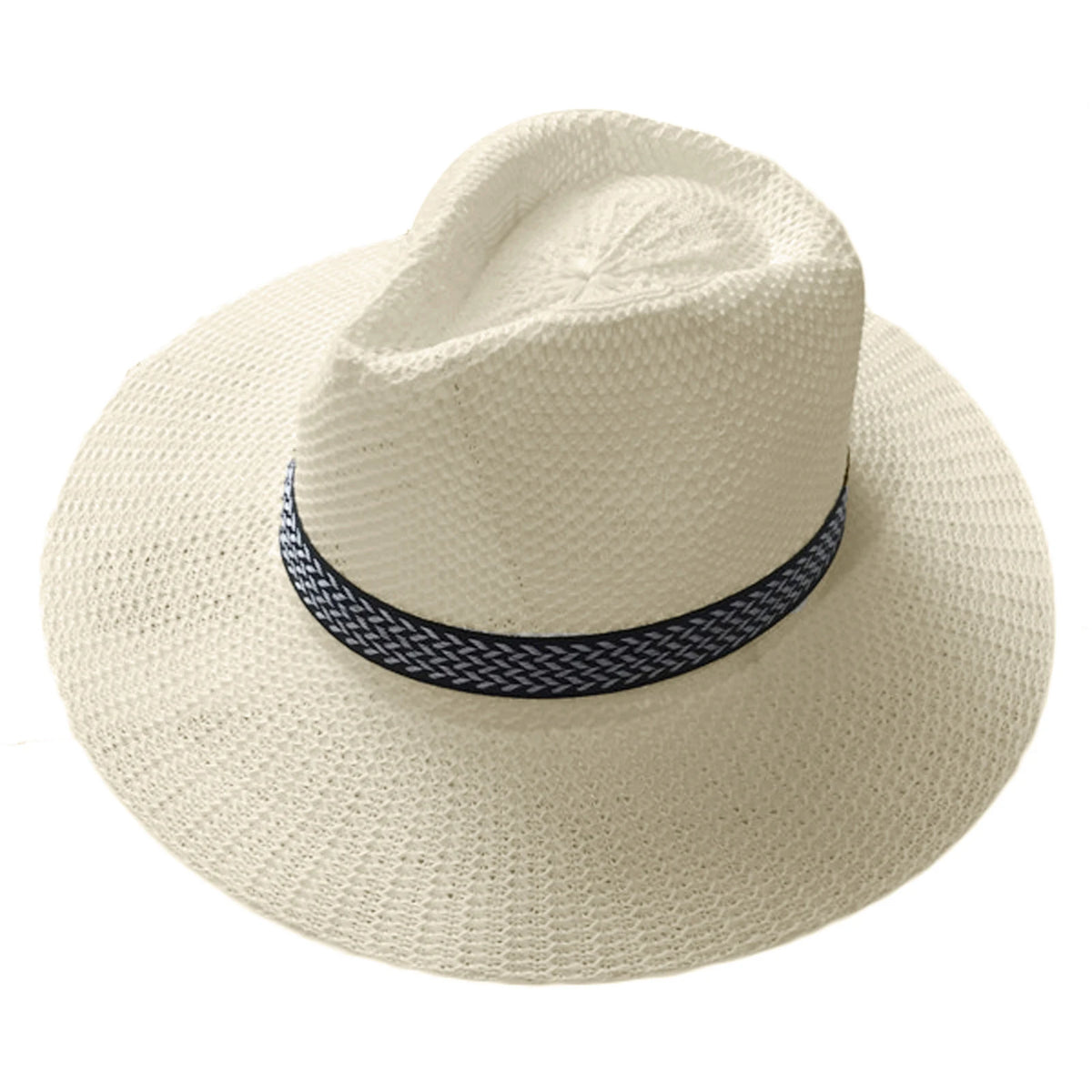 Men's Straw Woven Top Hat Wide Brim Sun Cap Summer Casual Outdoor Holiday