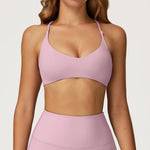 Summer U-Shaped Multi-Strap Cross Back Women Pilates Fitness Sports Bra Top Gym Yoga Athletic Tight Workout Jog With Chest Pad