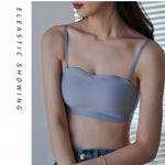 2Pcs/Set Strapless Bras For Women Push Up Bra Non-wire Bra Glossy Brassiere Seamless Underwear 1/2 Cup Padded Sexy Lingerie