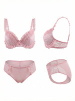 Women Lace Bra Set Ruffle Trim Ultra bra Push Up bra Beautiful lingerie set For Daily Wear underwear set MR3652
