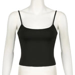 Sexy Spaghetti Strap Tank Tops Fashion Women White Solid Basic Sleeveless Y2K All-Match Crop Top Casual Streetwear Harajuku Tees
