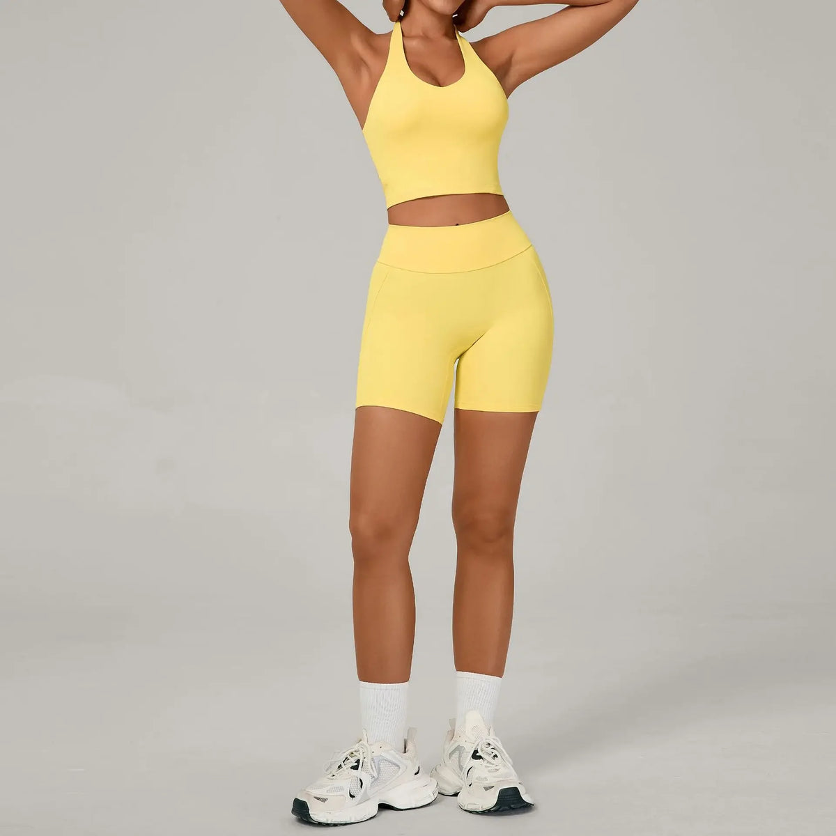 Women's Yoga Sets Sports Fitness Halter Neck Beauty Backless Vest Hip-lifting Shorts Suits Running Leisure Workout Gym Suits