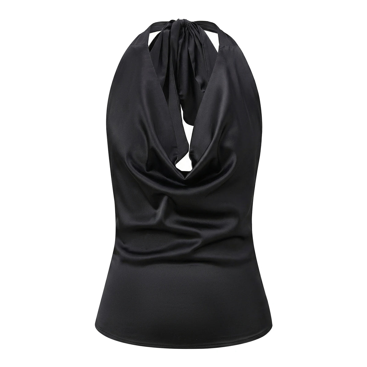 Women Summer Cowl Neck Tie Back Going out Cami Tops Sleeveless Backless Halter Tops for Streetwear