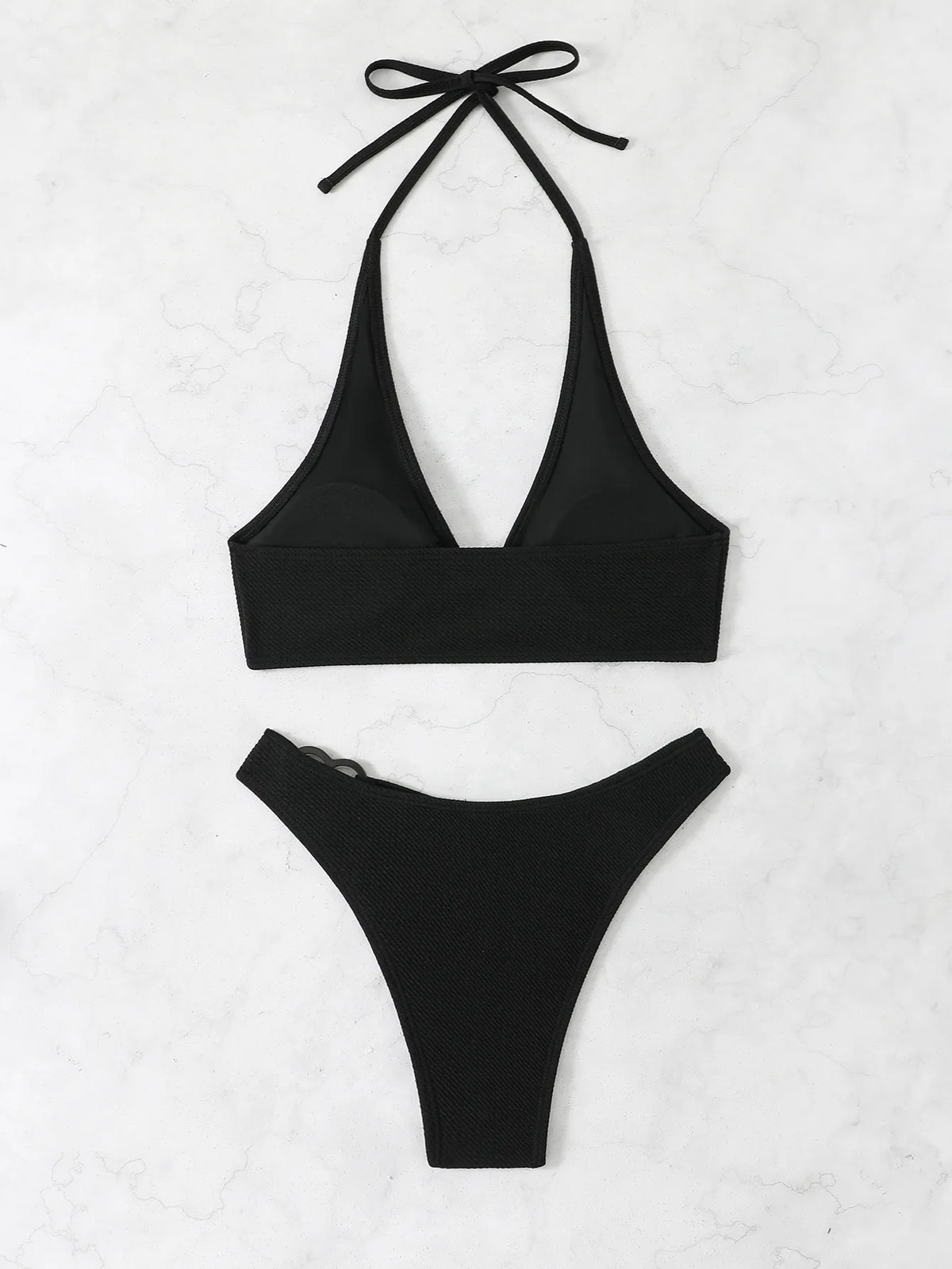 White Thong Bikinis Women 2025 Heart Ring Linked Two Pieces Swimsuit Halter Separate Bikini Set Swim Bathing Suits Beach Wear