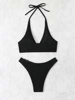 White Thong Bikinis Women 2025 Heart Ring Linked Two Pieces Swimsuit Halter Separate Bikini Set Swim Bathing Suits Beach Wear
