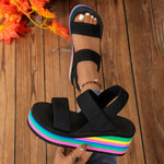 Light Weight Women Summer Sandals Leisure Wedges Shoes Rainbow Sole Soft EVA Girls Student Daily Walking Sandalias Plus Size 42