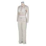 DEKA Beach Cover Up High Split Crochet Knitted Tunic Beach Dress Beach Wear Beachwear Women Long Knit Hollow Tassels Skirt Suit