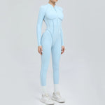 Padded Women Long Sleeve Sport Yoga Jumpsuit Workout Clothes for Women Sportwear Backless Zipper Fitness Gym Outfit