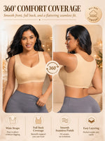 Women's 1 Pack Seamless Thermal Bra Tank Top Fleece-Lined Wireless Removable Pads Comfortable Daily Lingerie forFallWinterWarmth