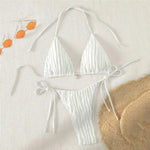 Triangle Micro Bikini for Women Yellow String Halter Thong Sexy Swimsuit Heart Bead Swimwear Bathing Suit Mini Bikinis Sets 2026