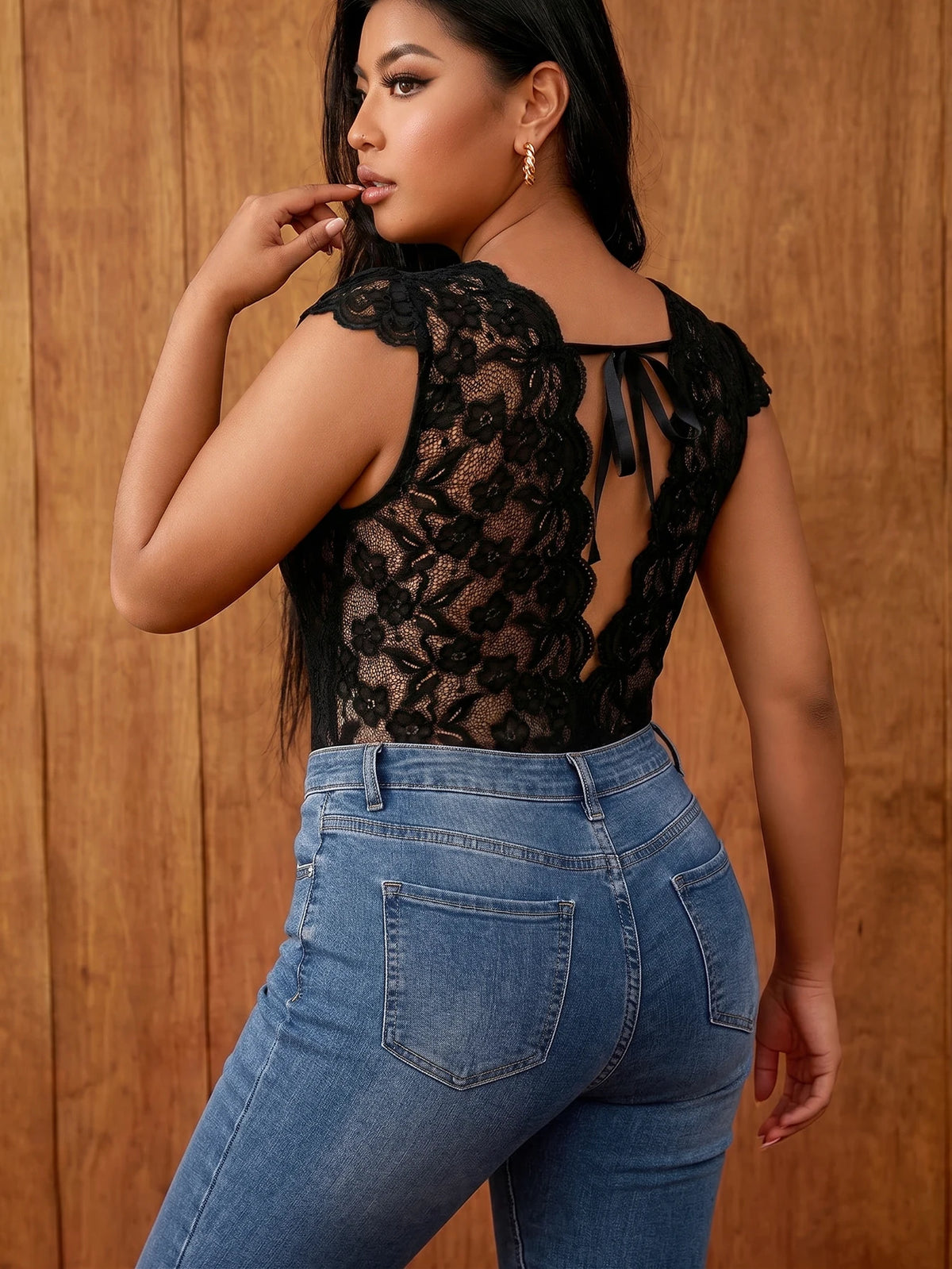 Plus Size Sexy Lingerie Dress For Women Transparent Lace Bodysuit Mesh Sleepwear Curvy Babydoll Nightdress Romantic Dating Gift