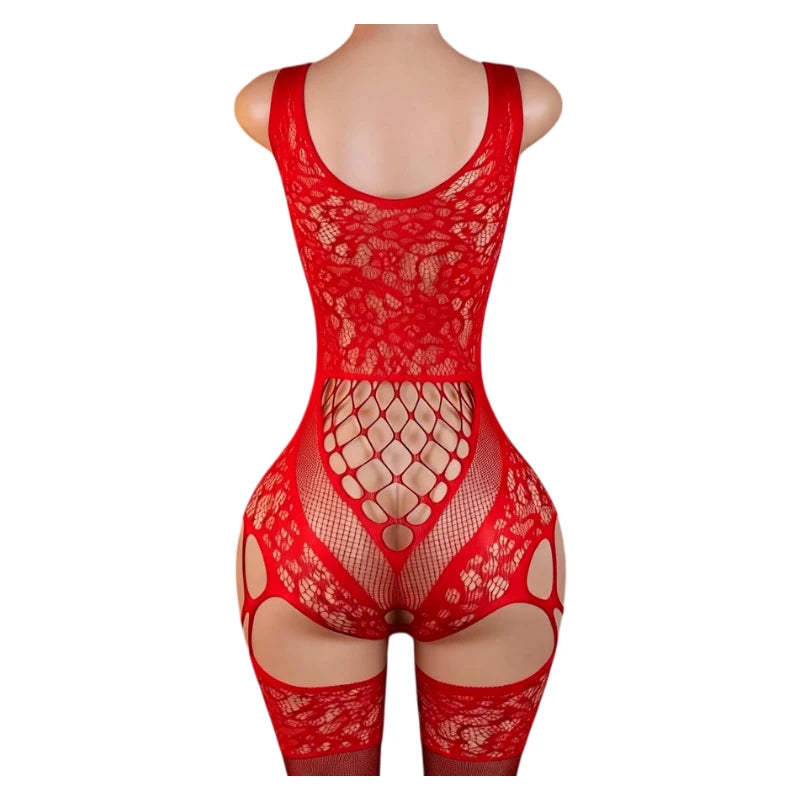 Ultra Hot Crotchless Lingerie Open Bra Erotic Costumes Transparent BodySuits Adults Hanging Neck Bodystockings Fishnet Underwear