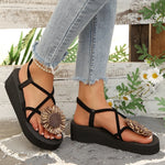 Summer Thick Bottom Bohemian Sandals Women Flowers Decor Non Slip Platform Beach Sandles Woman Plus Size 42 Light Eva Sandals